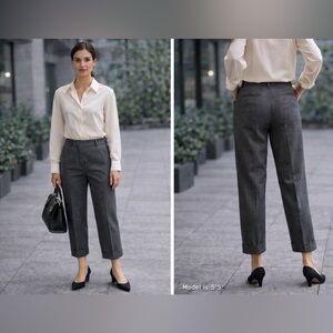RED Valentino Grey Wool Cropped Trousers Size 6 Ankle Pants